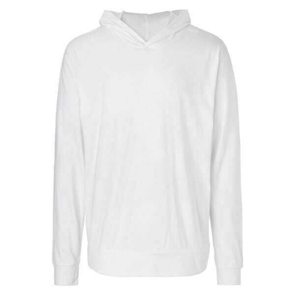 Schlichter weißer Kapuzenpullover ohne Aufdruck, Frontansicht