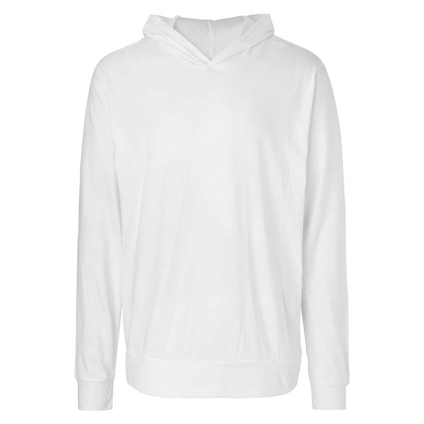 Schlichter weißer Kapuzenpullover ohne Aufdruck, Frontansicht