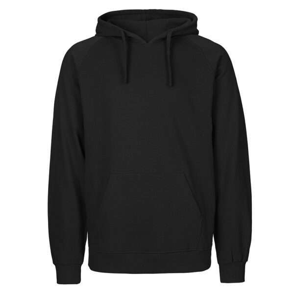 Schwarzer Kapuzenpullover mit Kängurutasche und Kordelzug