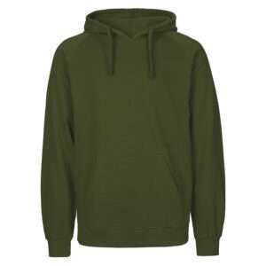 Olivegrüner Kapuzenpullover mit Kängurutasche und Kordelzug