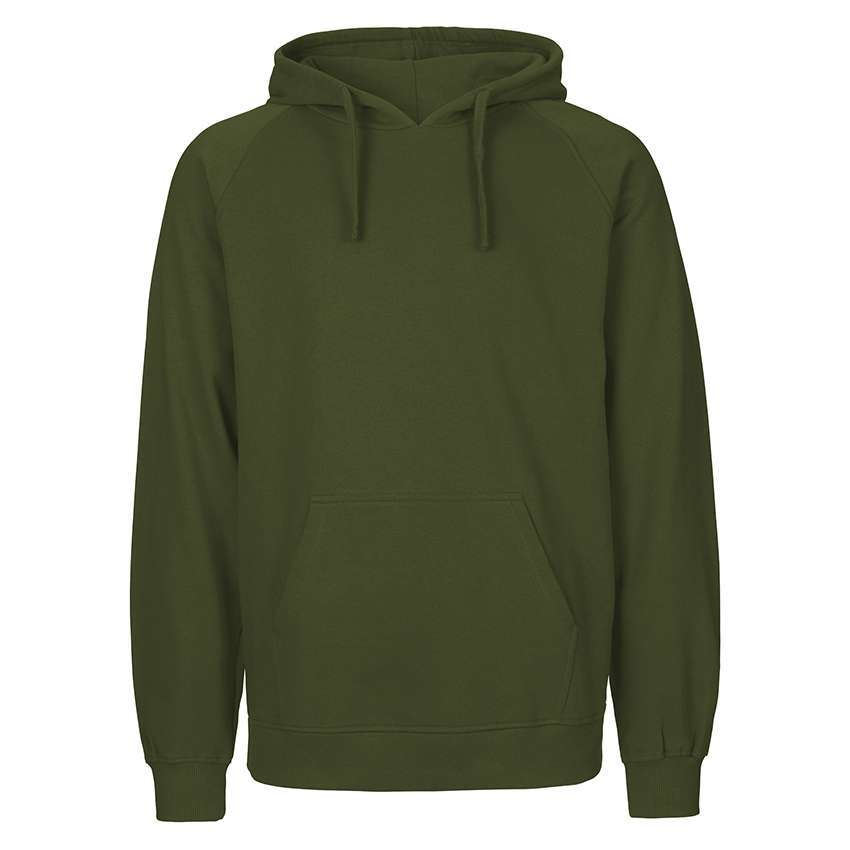 Olivegrüner Kapuzenpullover mit Kängurutasche und Kordelzug