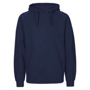 Dunkelblauer Kapuzenpullover mit Kängurutasche und Kordelzügen