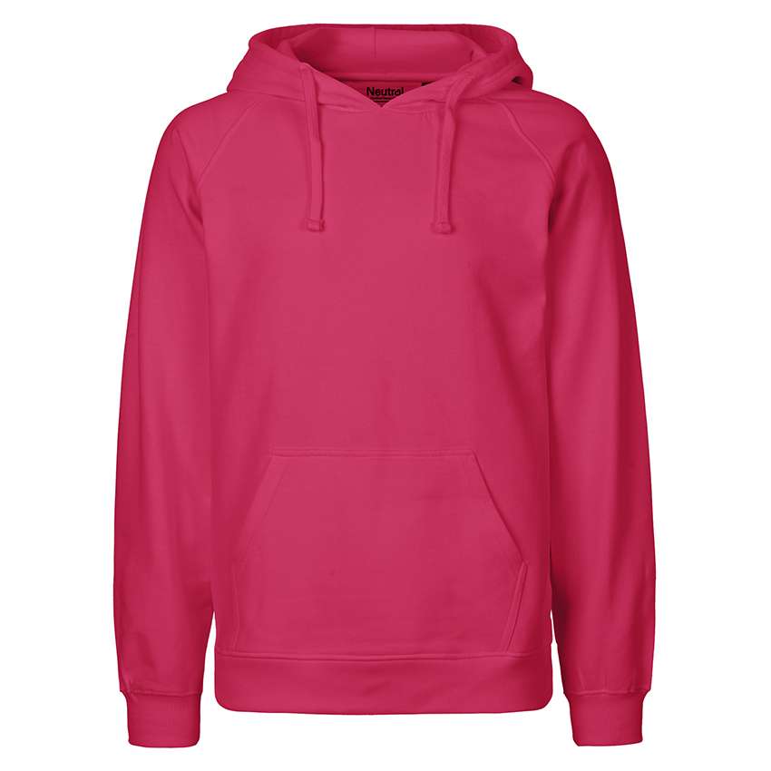 Fuchsiafarbener Kapuzenpullover mit Kängurutasche und Kordelzug, Vorderansicht