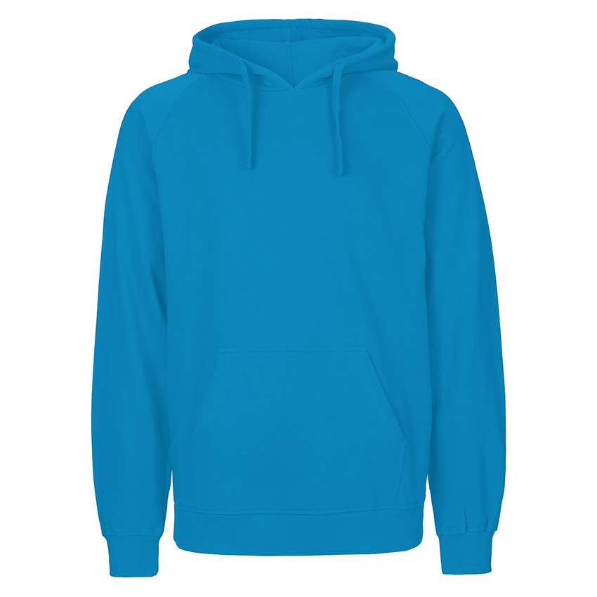 Hellblauer Kapuzenpullover mit Kängurutasche, schlichtes unifarbenes Design