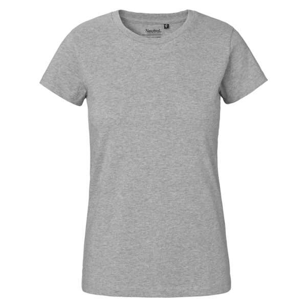 Graues Damen-T-Shirt mit Rundhalsausschnitt, kurzen Ärmeln und schlichtem Schnitt