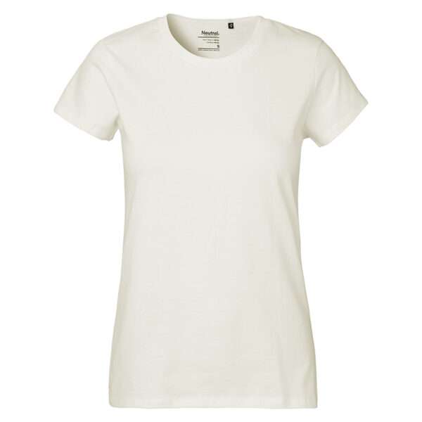 Schlichtes cremefarbenes Damen-T-Shirt mit Rundhalsausschnitt und kurzen Ärmeln