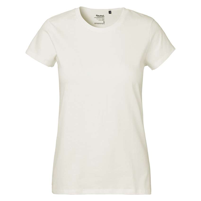 Schlichtes cremefarbenes Damen-T-Shirt mit Rundhalsausschnitt und kurzen Ärmeln