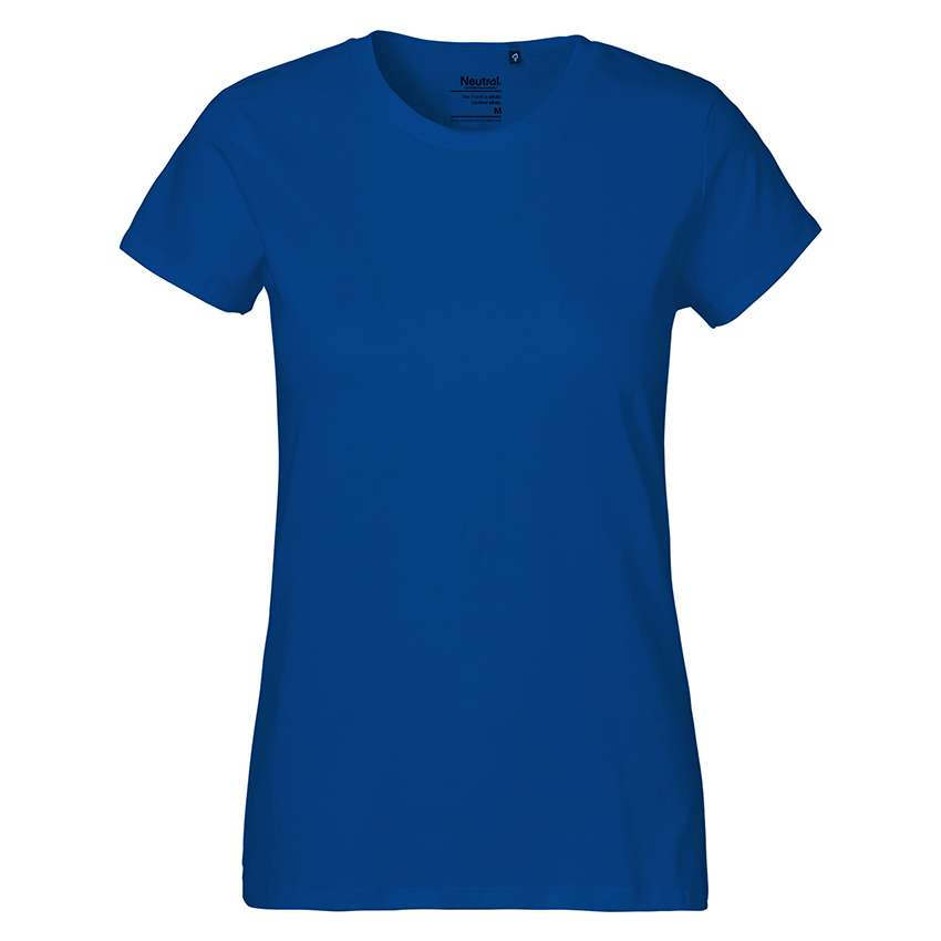 Schlichtes blaues Damen-T-Shirt mit Rundhalsausschnitt und kurzen Ärmeln