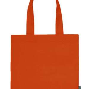 Oranger Baumwoll-Einkaufsbeutel mit langen Henkeln und Fairtrade-Label
