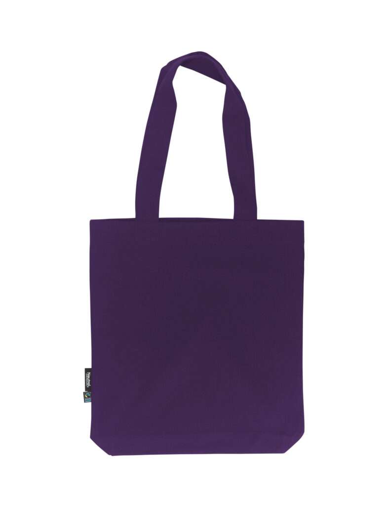 Einfarbige dunkelviolette Stofftasche mit langen Henkeln