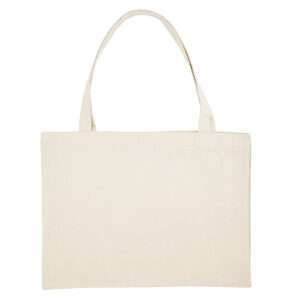 Naturfarbene Baumwolltasche mit langen Henkeln, rechteckig und unbedruckt