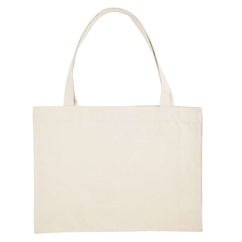 Naturfarbene Baumwolltasche mit langen Henkeln, rechteckig und unbedruckt