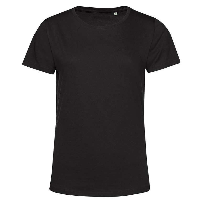 Schwarzes tailliertes Damen-T-Shirt mit Rundhalsausschnitt und kurzen Ärmeln