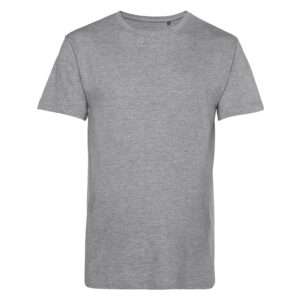 Grau meliertes T‑Shirt mit Rundhals, kurzen Ärmeln, frontale Ansicht