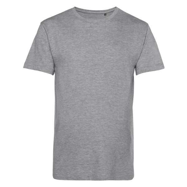 Grau meliertes T‑Shirt mit Rundhals, kurzen Ärmeln, frontale Ansicht