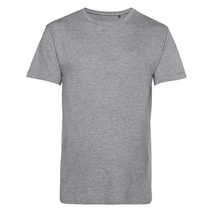 Grau meliertes T‑Shirt mit Rundhals, kurzen Ärmeln, frontale Ansicht