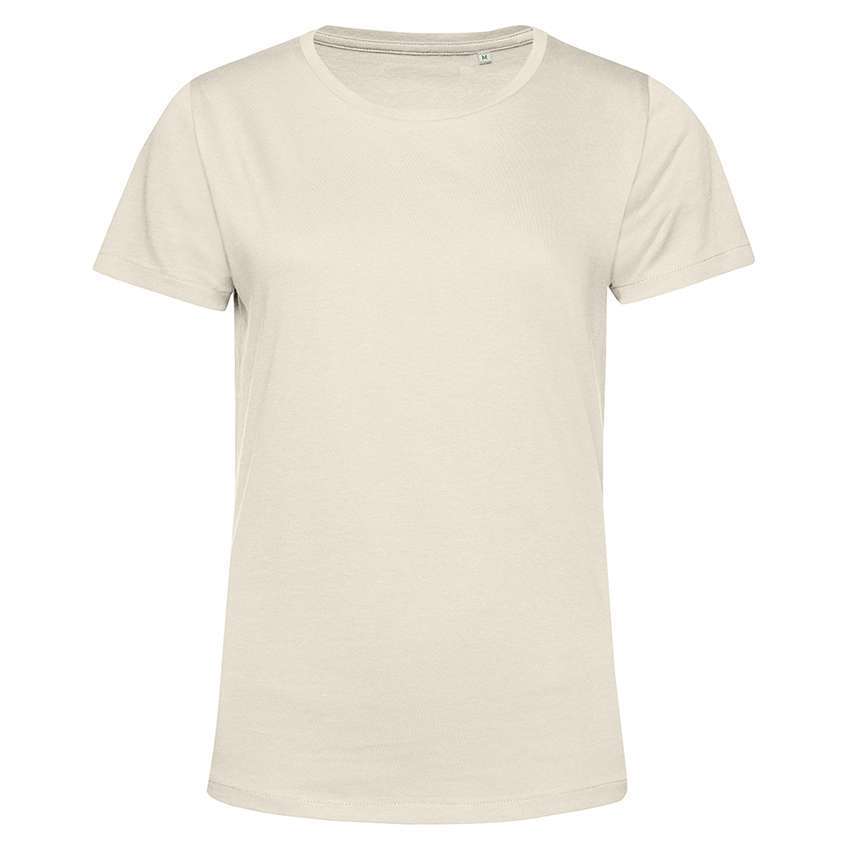 Beiges Damen-T-Shirt mit Rundhalsausschnitt und kurzen Ärmeln