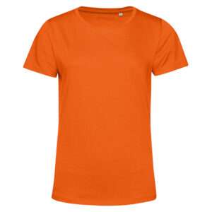 Oranges, unbedrucktes Damen-Kurzarm-T-Shirt mit Rundhalsausschnitt