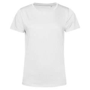 Weißes T‑Shirt mit Rundhalsausschnitt, kurzen Ärmeln und glatter Baumwollstruktur