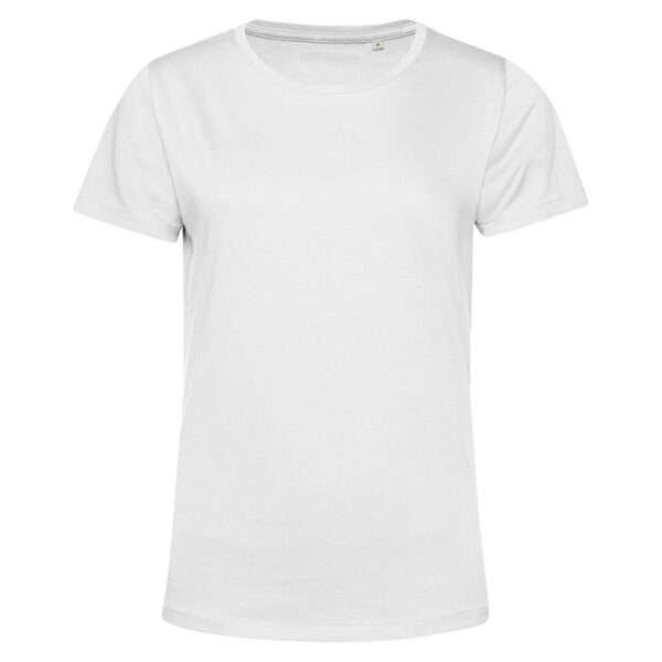 Weißes T‑Shirt mit Rundhalsausschnitt, kurzen Ärmeln und glatter Baumwollstruktur