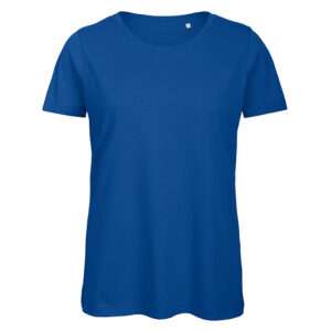 Königsblaues unifarbenes Damen-T-Shirt mit Rundhalsausschnitt und kurzen Ärmeln