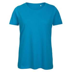 Türkisfarbenes schlichtes Damen-T-Shirt mit Rundhalsausschnitt und kurzen Ärmeln