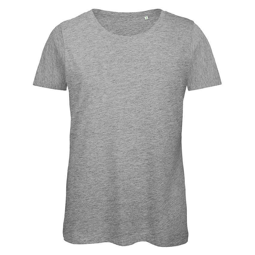 Hellgraues, kurzärmeliges T‑Shirt mit Rundhalsausschnitt, Vorderansicht