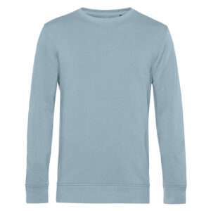 Hellblaues langärmeliges Sweatshirt mit Rundhalsausschnitt, Frontansicht