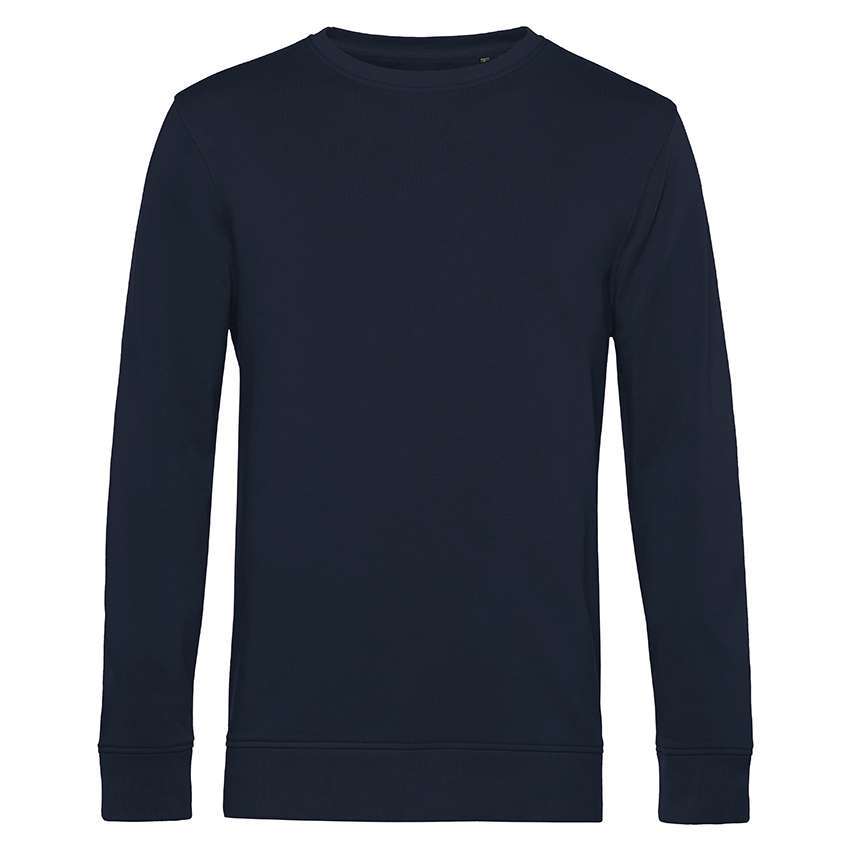 Dunkelblaues langärmeliges Sweatshirt mit Rundhals und schmalem Bund