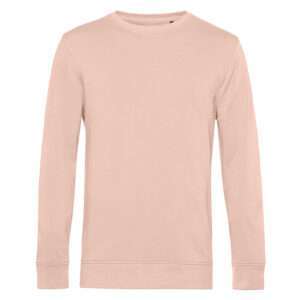 Hellrosa Sweatshirt mit Rundhalsausschnitt und langen Ärmeln, frontale Ansicht