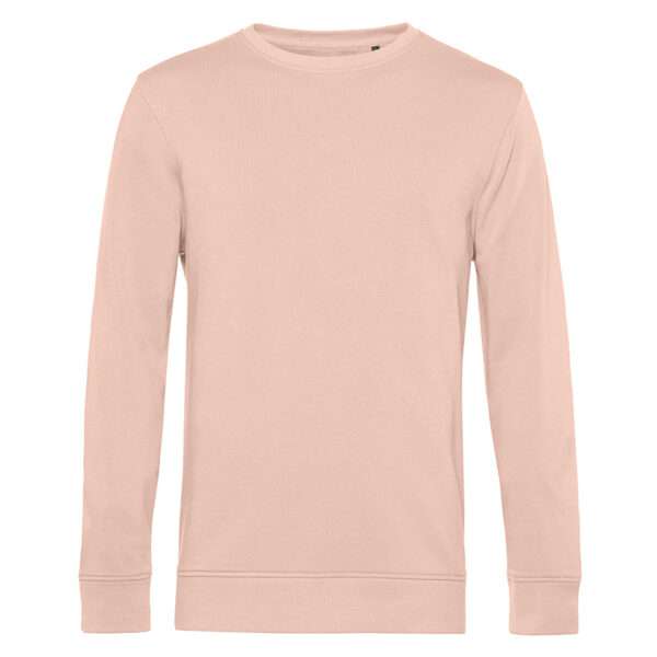 Hellrosa Sweatshirt mit Rundhalsausschnitt und langen Ärmeln, frontale Ansicht