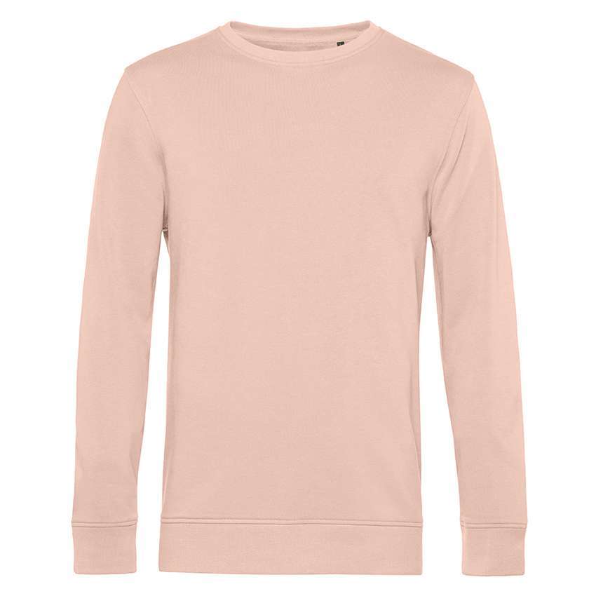 Hellrosa Sweatshirt mit Rundhalsausschnitt und langen Ärmeln, frontale Ansicht