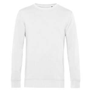 Weißes langärmeliges Sweatshirt mit Rundhalsausschnitt, frontale Ansicht