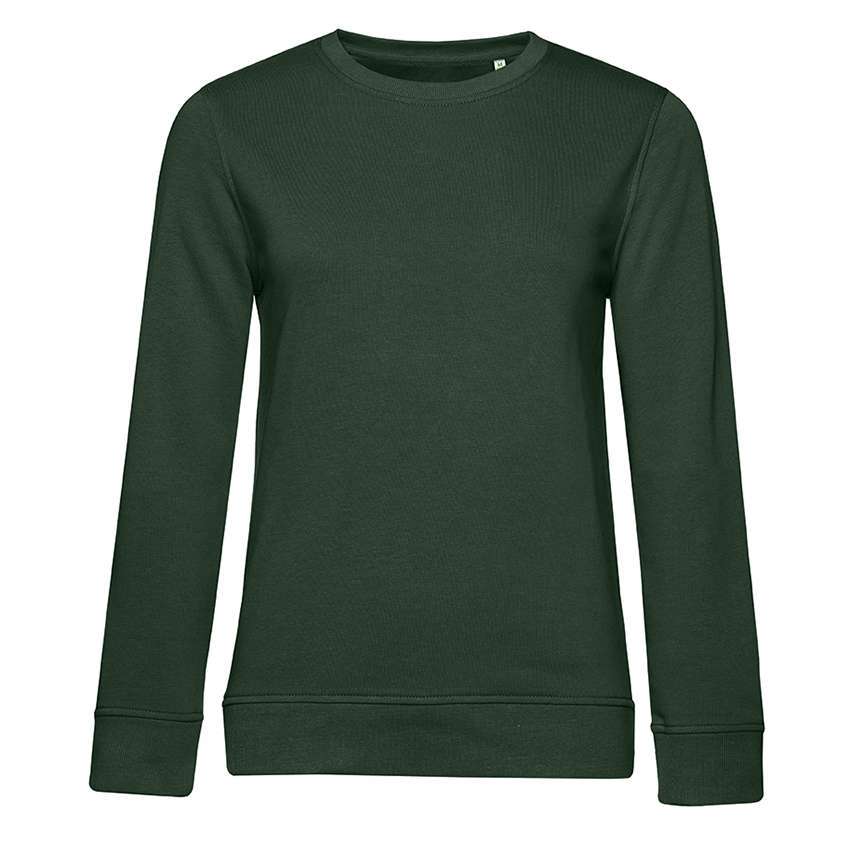 Dunkelgrünes, schlichtes Rundhals-Sweatshirt mit langen Ärmeln