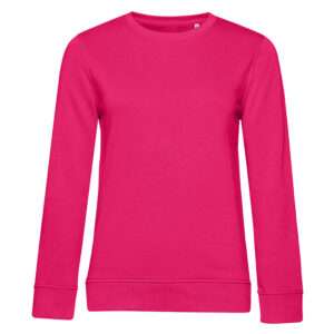Pinkes langärmliges Sweatshirt mit Rundhalsausschnitt und schmalem Saum