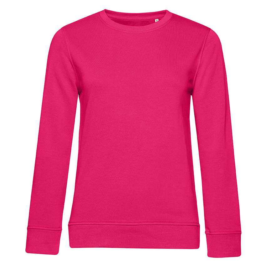 Pinkes langärmliges Sweatshirt mit Rundhalsausschnitt und schmalem Saum