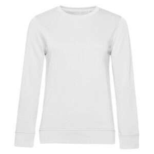 Schlichter weißer Rundhals-Pullover mit langen Ärmeln, unbedruckt