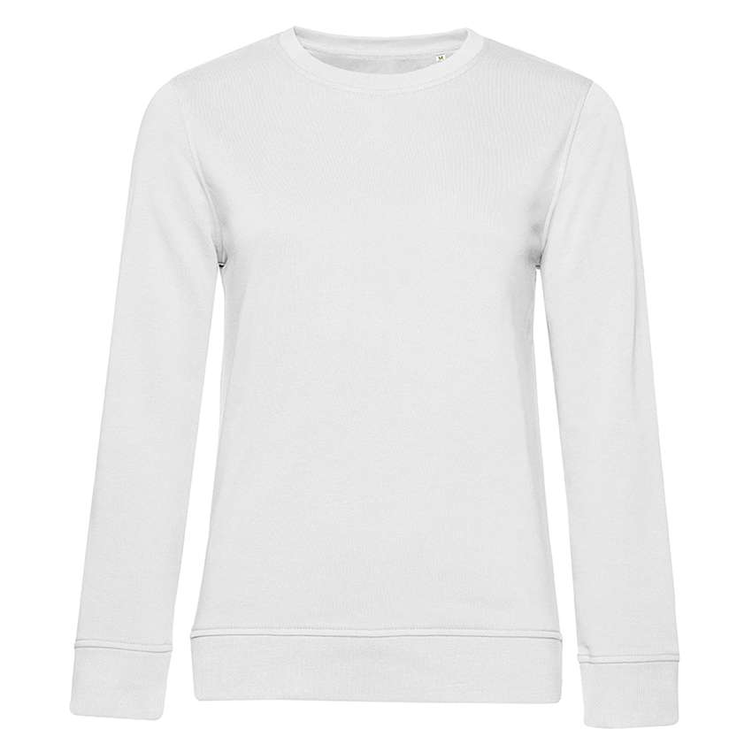 Schlichter weißer Rundhals-Pullover mit langen Ärmeln, unbedruckt