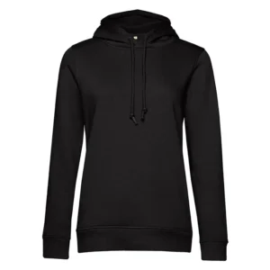 Schwarzer Kapuzenpullover mit Kordelzug, schlichtes langärmeliges Design