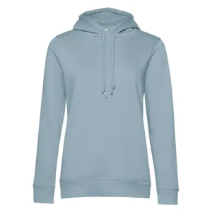 Hellblauer Kapuzenpullover mit Kordelzug, langärmlig und schlichten Bündchen