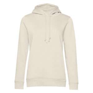 Cremefarbener Kapuzenpullover mit Kordelzug, langen Ärmeln und gerippten Bündchen