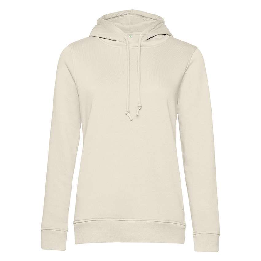 Cremefarbener Kapuzenpullover mit Kordelzug, langen Ärmeln und gerippten Bündchen