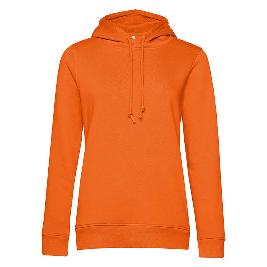 Oranger Kapuzenpullover ohne Motiv auf weißem Hintergrund