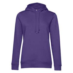 Violetter Kapuzenpullover mit Kordeln, schlichtes Damenmodell