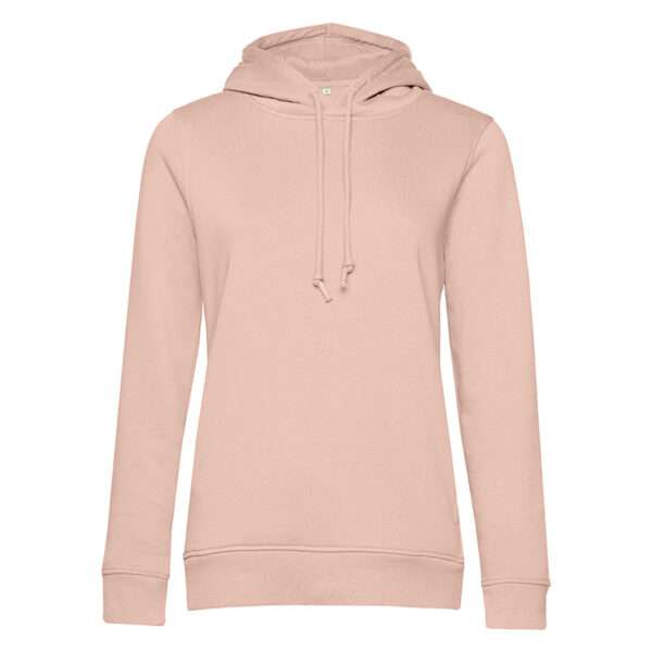 Hellrosa Damen-Hoodie mit Kapuze und Kordel, Frontansicht