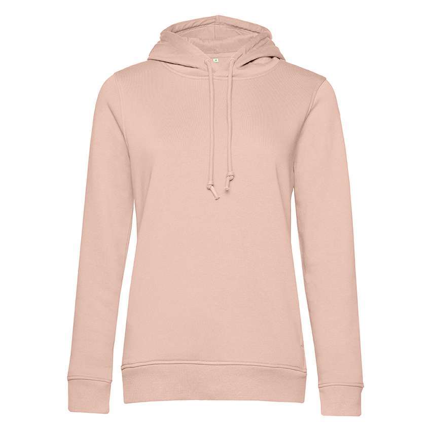 Hellrosa Damen-Hoodie mit Kapuze und Kordel, Frontansicht