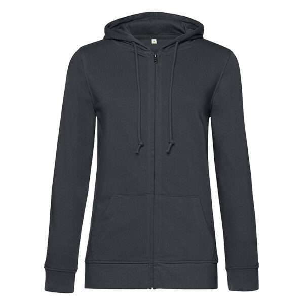 Dunkelgrauer Kapuzen-Sweatshirt mit Reißverschluss, Kordeln und Kängurutasche