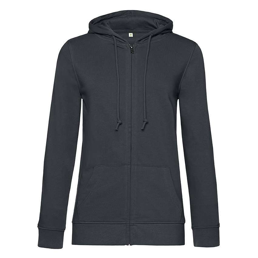 Dunkelgrauer Kapuzen-Sweatshirt mit Reißverschluss, Kordeln und Kängurutasche