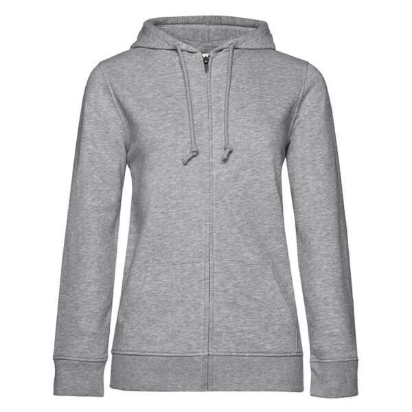 Grauer Zip-Hoodie mit Kapuze, Kängurutasche und Kordeln, gerade geschnitten