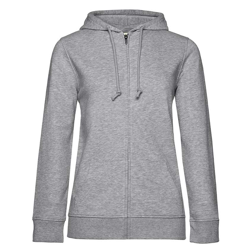 Grauer Zip-Hoodie mit Kapuze, Kängurutasche und Kordeln, gerade geschnitten